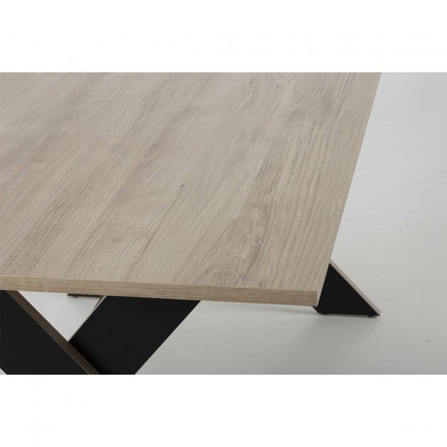 Table à manger rectangulaire 6 pers plateau décor bois - Fabrication Française