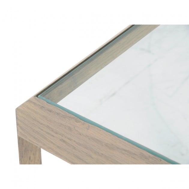 Table basse vitrée en chêne massif L80 x 80 cm - Eva
