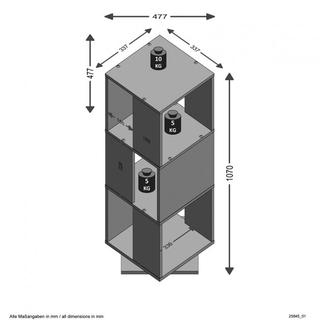 Étagère Pivotante 3 Compartiments H108 cm - Tower