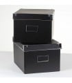 Lot de 2 boîtes de rangement carton noires - L21xP26xH15cm
