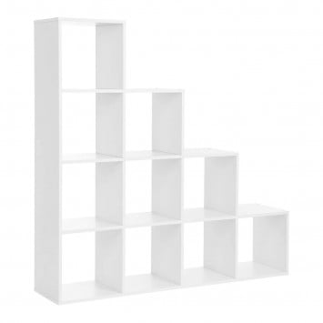 Étagère Escalier 10 compartiments Blanc - L129,5 cm