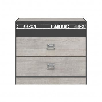 Commode 3 tiroirs style Loft L87 cm - Fabric
