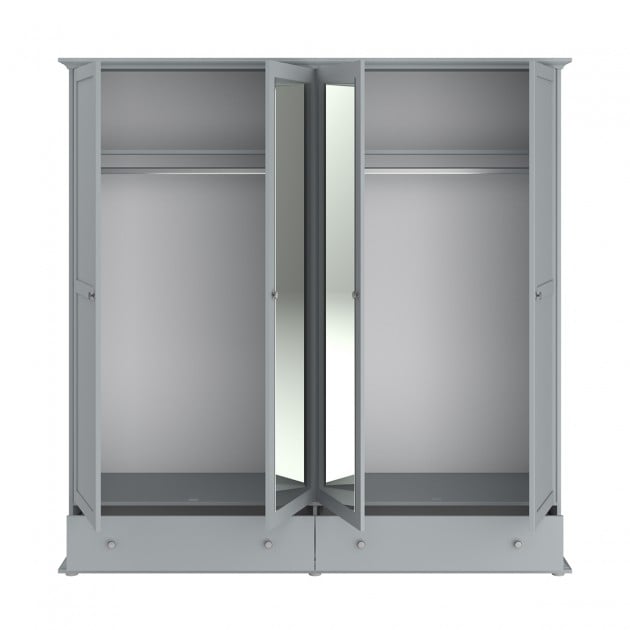 Armoire avec Miroirs 4 portes 2 tiroirs L200 cm - Margaux