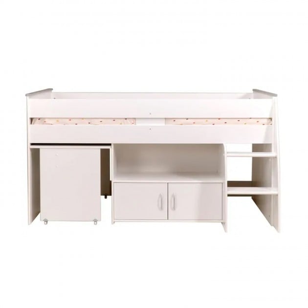 Lit combiné blanc avec bureau et rangements - 90x200 cm - Reverse