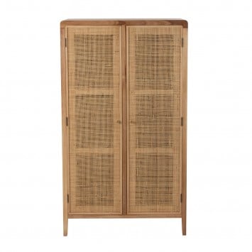 Armoire 2 portes en bois et rotin naturel - L80 cm
