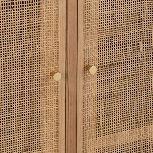 Armoire 2 portes en bois et rotin naturel - L80 cm