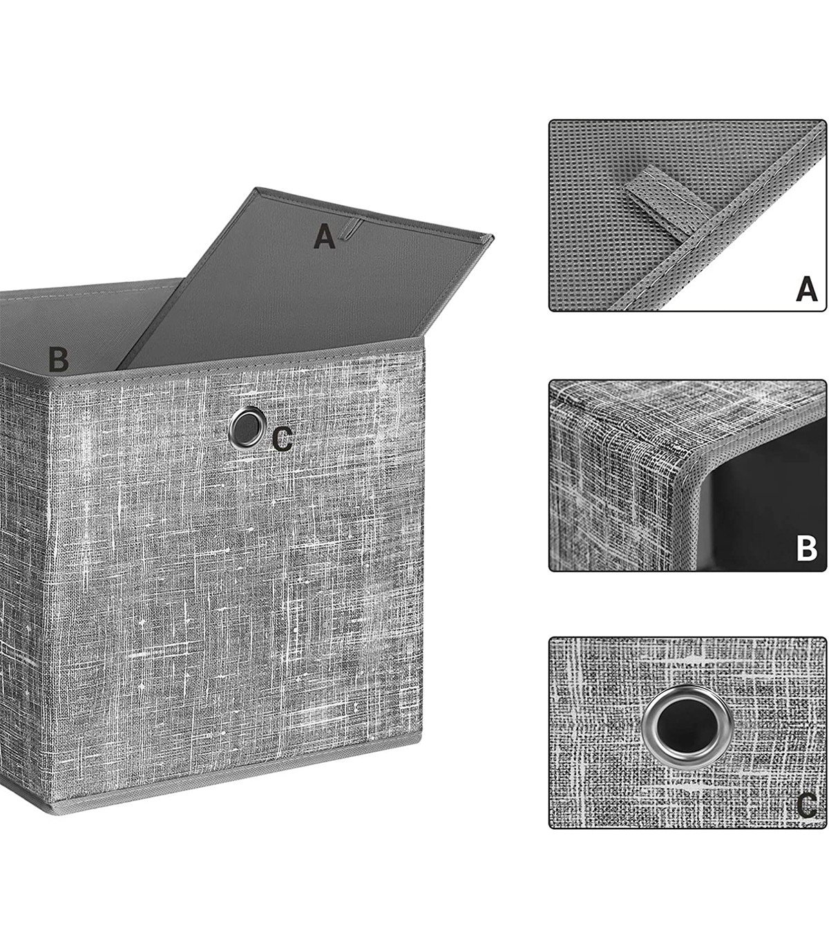 Cinnani Lot de 3 Boîte de Rangement en Tissu, 30x30x30 cm, Cube de