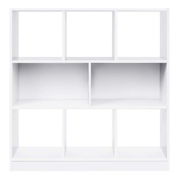 Bibliothèque blanche avec 8 cases de rangement ouvertes - L97,5 x H100 cm