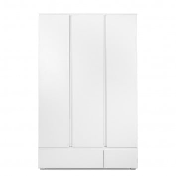 Armoire 3 portes 2 tiroirs blanc - L120 x H191cm