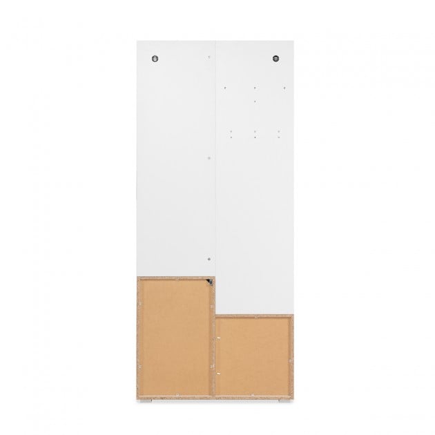 Penderie d'entrée 1 porte, 1 tiroir et 2 compartiments ouverts blanc- H195 cm