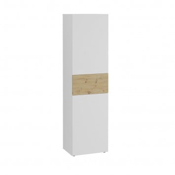 Armoire 2 portes décor chêne et blanc brillant Belm 6 - H119 cm