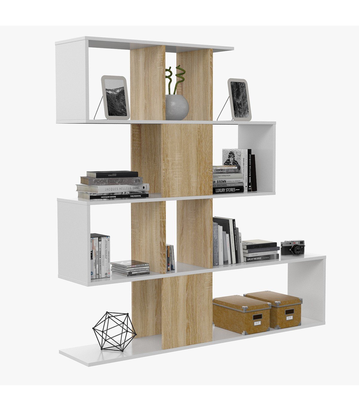 Bibliothèque étagère armoire meuble de rangement 5 niveaux 190 cm