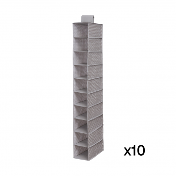 Lot de 10 racks 10 cases intissés géométrique fond gris