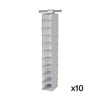 Lot de 10 racks 10 cases intissé motif éventails - H128 cm