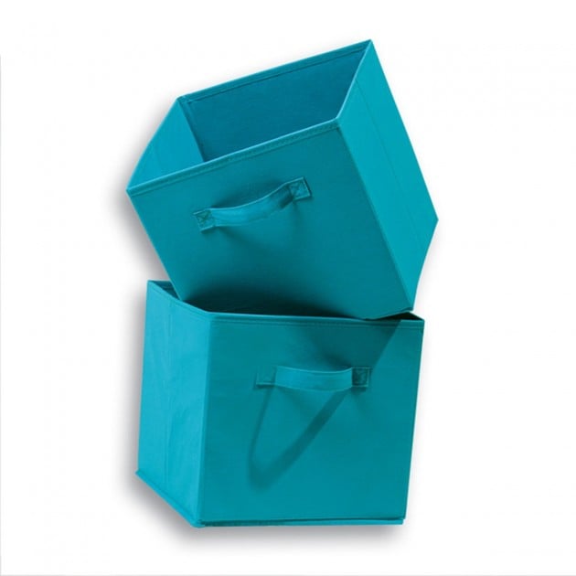 Lot De 6 Cubes De Rangement Pliables En Tissus Avec Poignée - 30x30x30cm -  Bleu Clair - Boite de rangement BUT