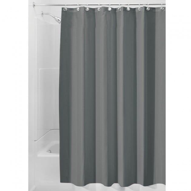 Rideau de douche gris en polyester - 180 x 200 cm